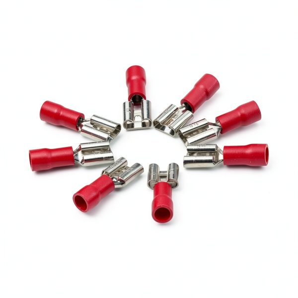 100Pcs FDD1.25-250 Female Insulated Electrical Crimp TerminalS for 0.5-1.5mm2 Wire Cable Connectors AWG 22-18-2