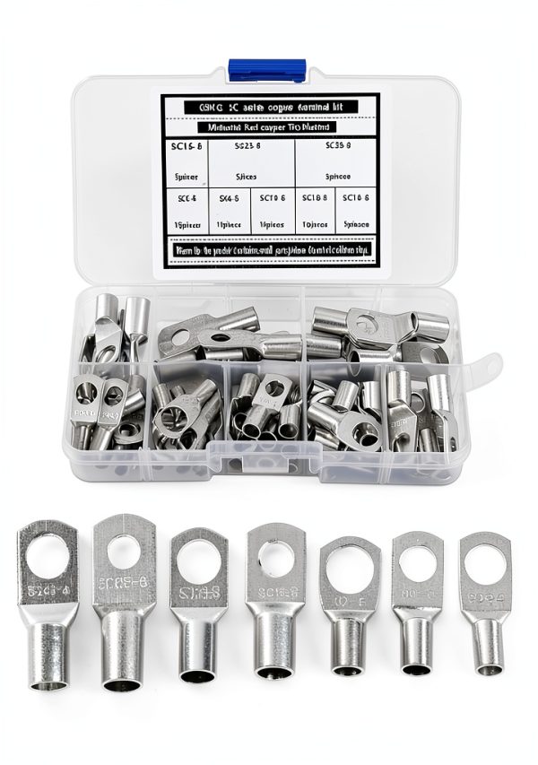 Copper Cable Terminal Connector SparkFeng 8-Size Tin-Plated Crimp Set-0