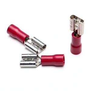 100Pcs FDD1.25-250 Female Insulated Electrical Crimp TerminalS for 0.5-1.5mm2 Wire Cable Connectors AWG 22-18-0