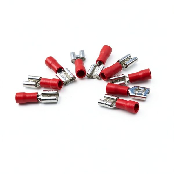 100Pcs FDD1.25-250 Female Insulated Electrical Crimp TerminalS for 0.5-1.5mm2 Wire Cable Connectors AWG 22-18-4