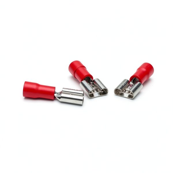 100Pcs FDD1.25-250 Female Insulated Electrical Crimp TerminalS for 0.5-1.5mm2 Wire Cable Connectors AWG 22-18-3