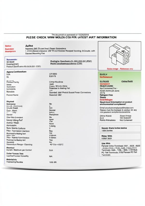 Molex (9-Circuits) Male & Female Receptacle Plug, w/Terminal sockets w/18-24 AWG Standard .062" Pins, Pitch 3.68mm-2