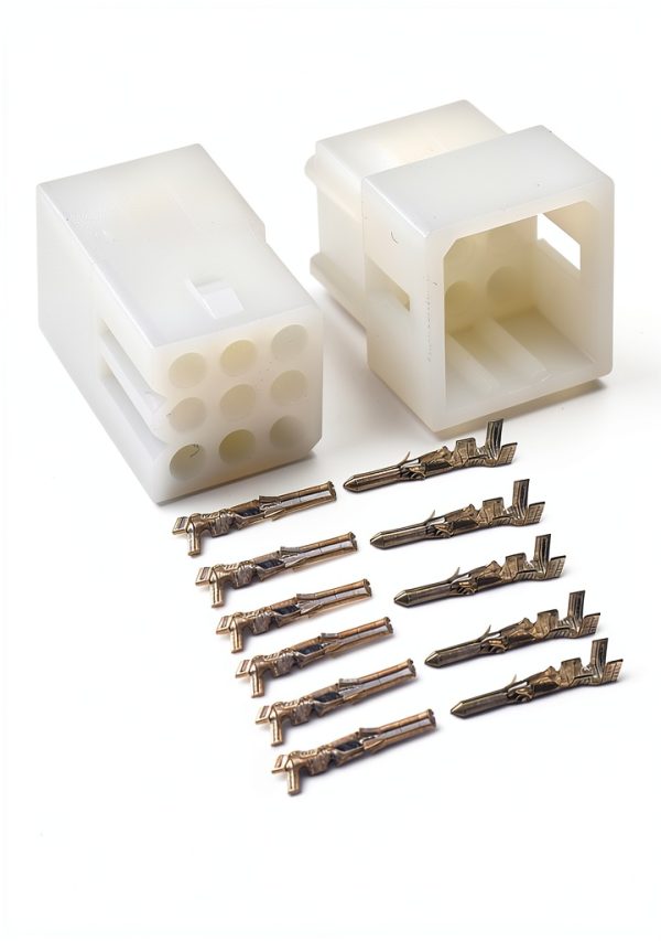 Molex (9-Circuits) Male & Female Receptacle Plug, w/Terminal sockets w/18-24 AWG Standard .062" Pins, Pitch 3.68mm-0